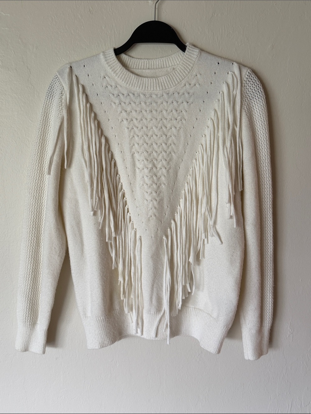 Fringe Detail Crewneck Sweater